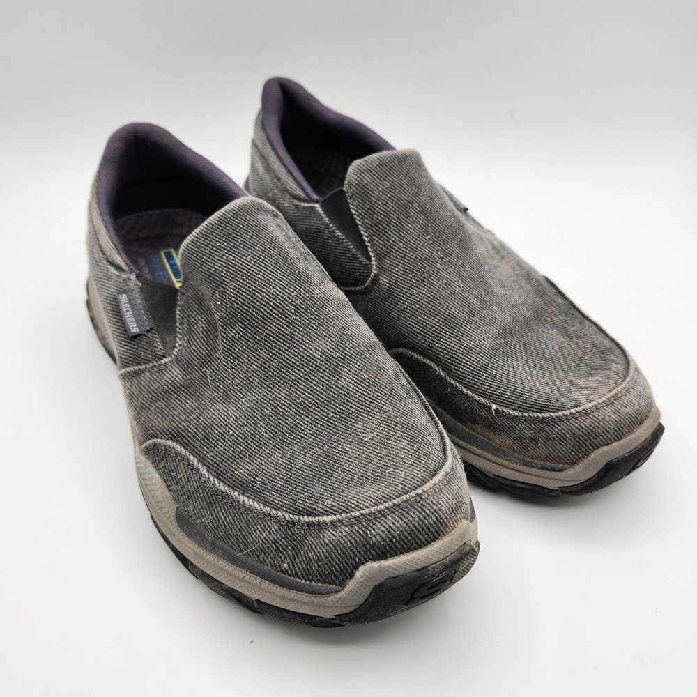 Skechers Relaxed Fit Steady Grip Slip On Shoes Charcoal Gray SN 204387 Mens 10